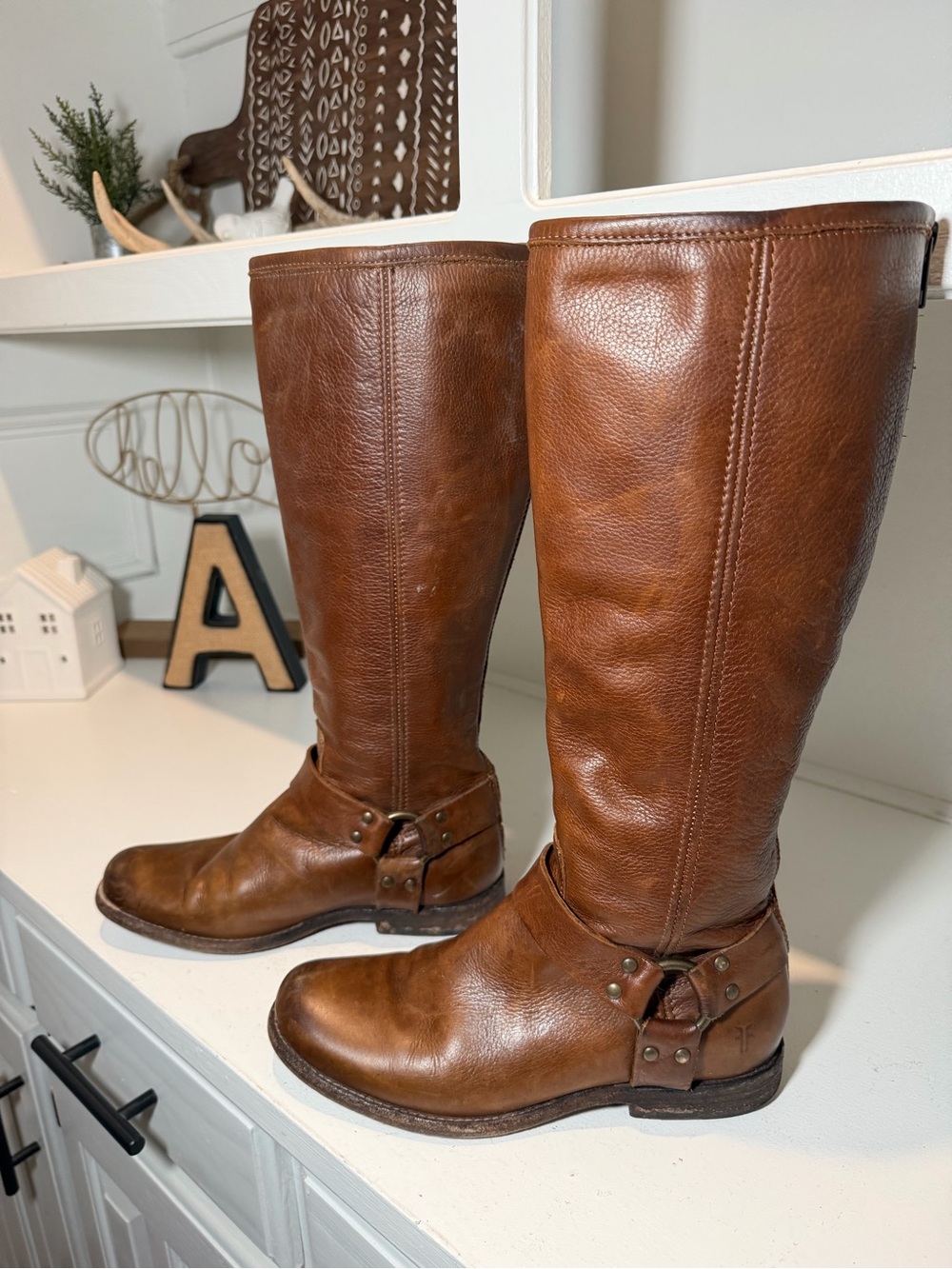 Frye Womens 7.5B Brown Leather Tall Harness Riding Boots Equestrian